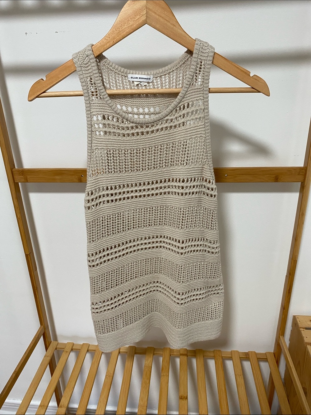 Club Monaco Beige Crochet Knit Tank